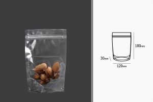 Standbodenbeutel 120x30x180mm transparent mit Druckverschluss -100 Stücke-εικόνα_διαστάσεις
