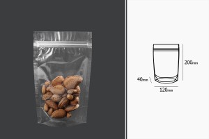 Transparent Doypack stand-up pouch with zipper, also heat-sealable in size 120x40x200 mm - 100 pcs.-image_dimensions