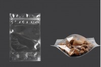 Sachets de type Doypack 140 x 40 x 220 mm transparents avec fermeture zip et possibilité de fermeture par thermoscellage - 100 pcs