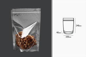 Transparent Doypack stand-up pouch with zipper, also heat-sealable in size 160x40x240 mm - 100 pcs.-image_dimensions