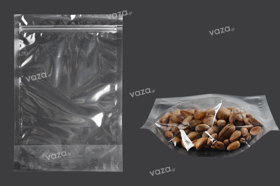 Σακουλάκια τύπου Doy Pack 200x50x295 mm διάφανα με κλείσιμο zip και δυνατότητα σφράγισης με θερμοκόλληση - 100 τμχ