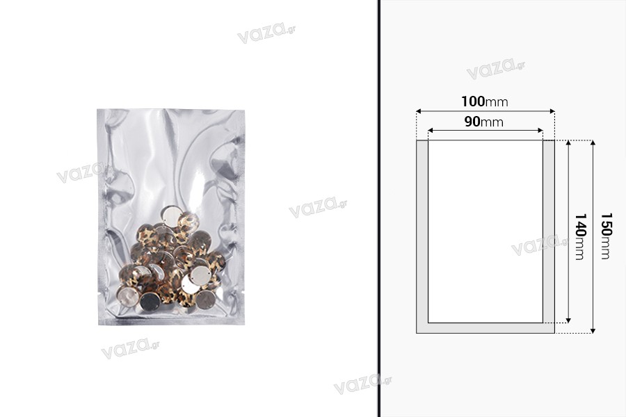 Σακουλάκια αλουμινίου 100x150 mm με δυνατότητα σφράγισης με θερμοκόλληση - 100 τμχ