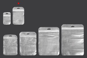 Sachets avec fermeture éclair 85 x 130 mm, dos argenté non tissé, face transparente et eurohole - 100 pcs-εικόνα_σύνθεση