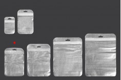 Σακουλάκια με κλείσιμο zip 105x150 mm, non woven ασημί πίσω όψη, διάφανο μπροστά και τρύπα eurohole - 100 τμχ
