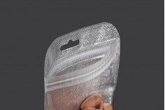 Σακουλάκια με κλείσιμο zip 160x220 mm, non woven ασημί πίσω όψη, διάφανο μπροστά και τρύπα eurohole - 100 τμχ