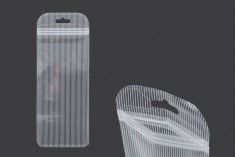 Σακουλάκια πλαστικά με κλείσιμο zip 85x220 mm ριγέ, διάφανα μπρος πίσω και τρύπα eurohole - 100 τμχ