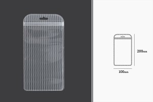 Plastikbeutel mit Reißverschluss 100x200 mm gestreift, transparente Vorder- und Rückseite und Euroloch - 100 Stk-εικόνα_διαστάσεις