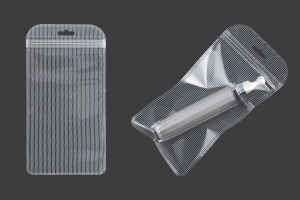 Plastikbeutel mit Reißverschluss 100x200 mm gestreift, transparente Vorder- und Rückseite und Euroloch - 100 Stk-εικόνα_σύνθεση