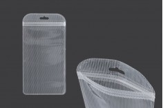 Sachets en plastique avec fermeture éclair 100 x 200 mm rayés, transparents de l'avant à l'arrière et eurohole - 100 pcs