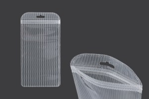 Plastikbeutel mit Reißverschluss 100x200 mm gestreift, transparente Vorder- und Rückseite und Euroloch - 100 Stk-εικόνα_προϊοντική