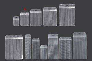 Sachets en plastique avec fermeture éclair 85 x 130 mm rayés, transparents de l'avant à l'arrière et eurohole - 100 pcs-εικόνα_σύνθεση