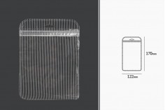 Sachets en plastique avec fermeture éclair 122 x 170 mm rayés, transparents de l'avant à l'arrière et eurohole - 100 pcs