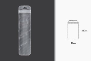 Plastikbeutel mit Reißverschluss 55x220 mm gestreift, transparente Vorder- und Rückseite und Loch Euroloch - 100 Stk-bildabmessungen