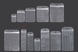 Plastikbeutel mit Reißverschluss 55x220 mm gestreift, transparente Vorder- und Rückseite und Loch Euroloch - 100 Stk-bildgruppe