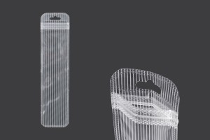 Plastikbeutel mit Reißverschluss 55x220 mm gestreift, transparente Vorder- und Rückseite und Loch Euroloch - 100 Stk-produktbild