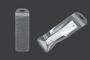 Plastikbeutel mit Reißverschluss 60x185 mm gestreift, transparente Vorder- und Rückseite und Loch Euroloch - 100 Stk-εικόνα_σύνθεση