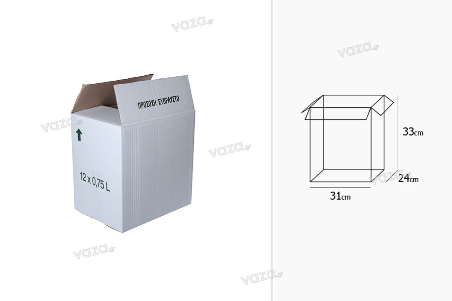 Carton 31x24x33 white 3 sheets, &quot;FRAGILE&quot; - without blister - 20 pcs
