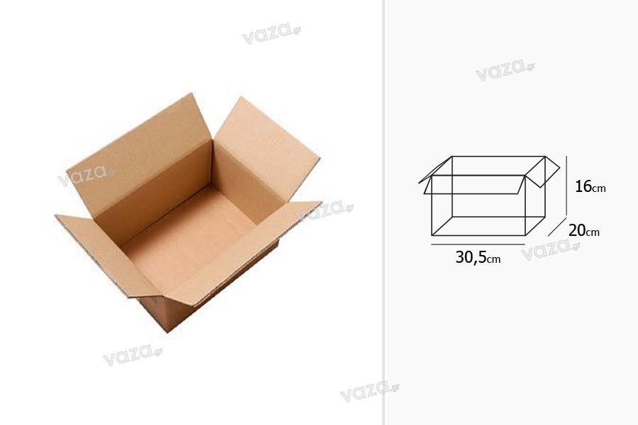 Χαρτοκιβώτιο 30,5x20x16 καφέ 3-φυλλο - 20 τμχ