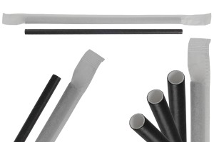 Pailles en papier, écologiques 180 x 6 mm en couleur noire - 100 pcs (lot individuel)-2