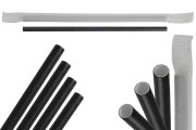 Paper straws, ecological 180x6 mm in black color - 100 pcs (individual packaging)