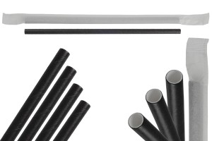 Pailles en papier, écologiques 180 x 6 mm en couleur noire - 100 pcs (lot individuel)-1