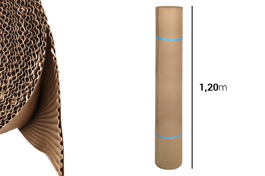 Corrugated corrugated cardboard in natural color. For sale per roll with a length of 10 m - width 1.20 m Corrugated corrugated cardboard in natural color. For sale per roll with a length of 10 m - width 1.20 m