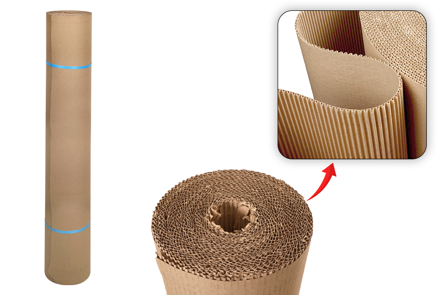 Corrugated corrugated cardboard in natural color. For sale per roll with a length of 10 m - width 1.20 m Corrugated corrugated cardboard in natural color. For sale per roll with a length of 10 m - width 1.20 m