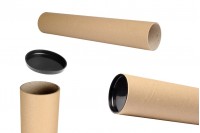 Brown kraft paper tube box 73x450 mm with plastic caps - 10 pcs