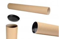 Brown kraft paper tube box 73x550 mm with plastic caps - 10 pcs