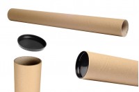 Brown kraft paper tube box 73x750 mm with plastic caps - 10 pcs