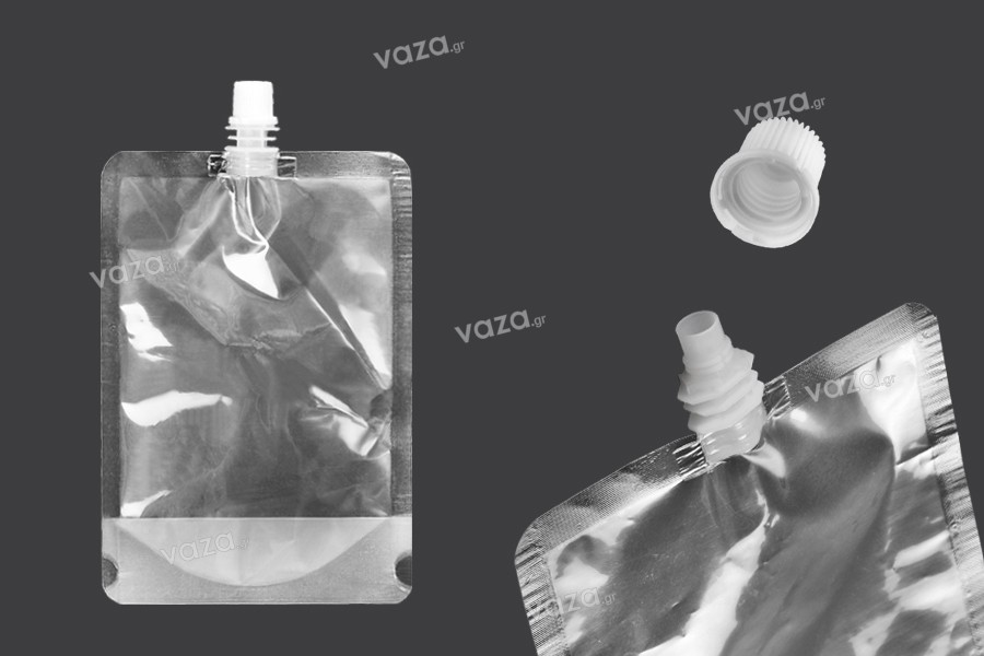 Busta con beccuccio tipo Doy Pack trasparente da 500 ml con tappo bianco – 50 pz