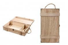 Wooden storage box for 2 bottles of wine