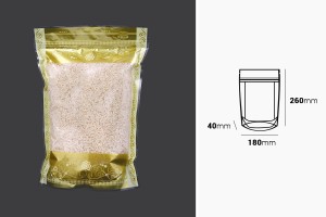 Sacchetti tipo Doy Pack 180x40x260 mm trasparenti con chiusura a zip e e sigillabili con termosaldatura- 50 pz-εικόνα_διαστάσεις