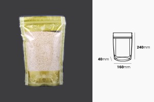 Doy Pack Beutel 160x40x240 mm transparent mit Reißverschluss und Möglichkeit zum Versiegeln mit Heißsiegeln - 50 Stück-εικόνα_διαστάσεις