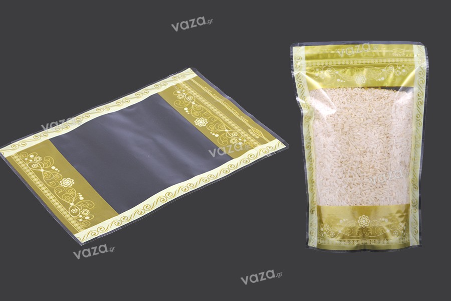 Transparent Doypack stand-up pouch in size 160x40x240 mm, with zipper, also heat sealable - 50 pcs
