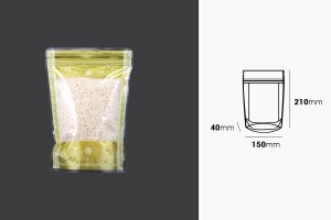 Doy Pack Beutel 150x40x210mm transparent mit Reißverschluss und Heißsiegelung - 50 Stück-εικόνα_διαστάσεις