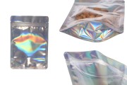 Sachets en aluminium de type Doypack, fenêtre transparente avec fermeture zip et possibilité de thermoscellage 140 x 40 x 200 mm - 50 pcs