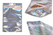 Σακουλάκια αλουμινίου τύπου Doy Pack, διάφανα μπροστά με κλείσιμο "zip" και δυνατότητα σφράγισης με θερμοκόλληση 200x50x300 mm - 50 τμχ