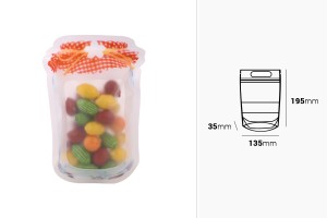 Qese Doy Pack në formë kavanozi 135x35x195 mm, me mbyllje “zip” – 50 copë-bildabmessungen