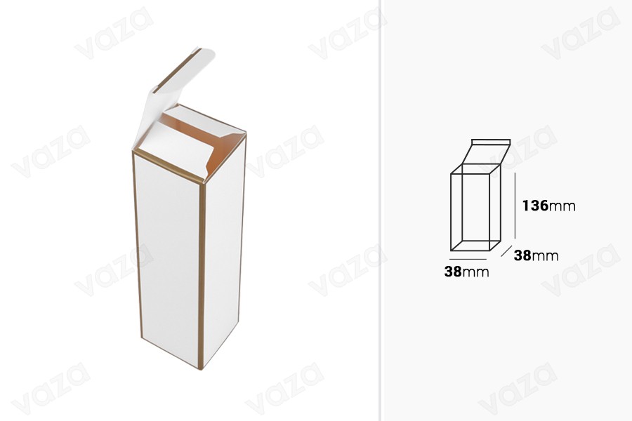 Karton 38x38x136mm mit Goldrand - 20 Stück Karton 38x38x136mm mit Goldrand - 20 Stück-bildabmessungen