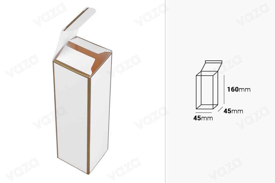 Pappschachtel 45x45x160mm mit Goldrand - 20 Stück Pappschachtel 45x45x160mm mit Goldrand - 20 Stück-εικόνα_διαστάσεις