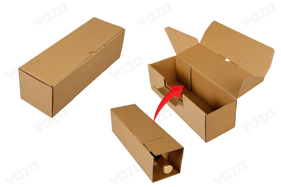 Kraft paper box 340x120x110mm (for wine bottle) - 20 pcs Kraft paper box 340x120x110mm (for wine bottle) - 20 pcs-produktbild