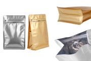 Sachets en aluminium Doypack 130 x 70 x 200 mm avec valve, fermeture zip et possibilité de thermosoudage - 25 pcs