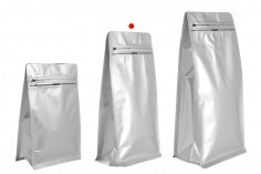 Σακουλάκια αλουμινίου τύπου Doy Pack 135x75x265 mm με βαλβίδα, κλείσιμο με θερμοκόλληση, άνοιγμα με ταινία ασφαλείας και χρήση του zipper - 25 τμχ