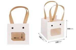Geschenktüte aus Papier 100x100x100 mm weiß mit Sichtfenster - 12 Stk-2