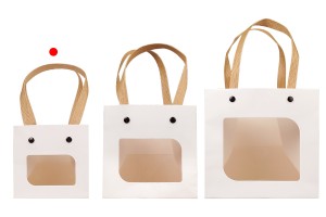 Geschenktüte aus Papier 100x100x100 mm weiß mit Sichtfenster - 12 Stk-5