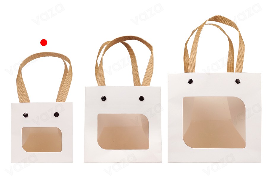 Sac cadeau en papier 100x100x100 mm blanc avec fenêtre - 12 pcs Sac cadeau en papier 100x100x100 mm blanc avec fenêtre - 12 pcs-εικόνα_σύνθεση