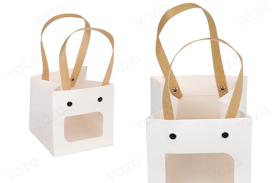Sac cadeau en papier 100x100x100 mm blanc avec fenêtre - 12 pcs Sac cadeau en papier 100x100x100 mm blanc avec fenêtre - 12 pcs-εικόνα_προϊοντική