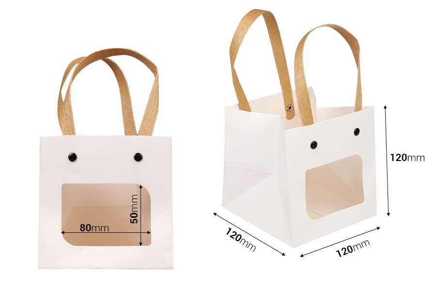 Geschenktüte aus Papier 120x120x120mm weiß mit Fenster - 12 Stk Geschenktüte aus Papier 120x120x120mm weiß mit Fenster - 12 Stk