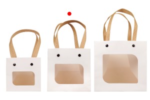Geschenktüte aus Papier 120x120x120mm weiß mit Fenster - 12 Stk-5